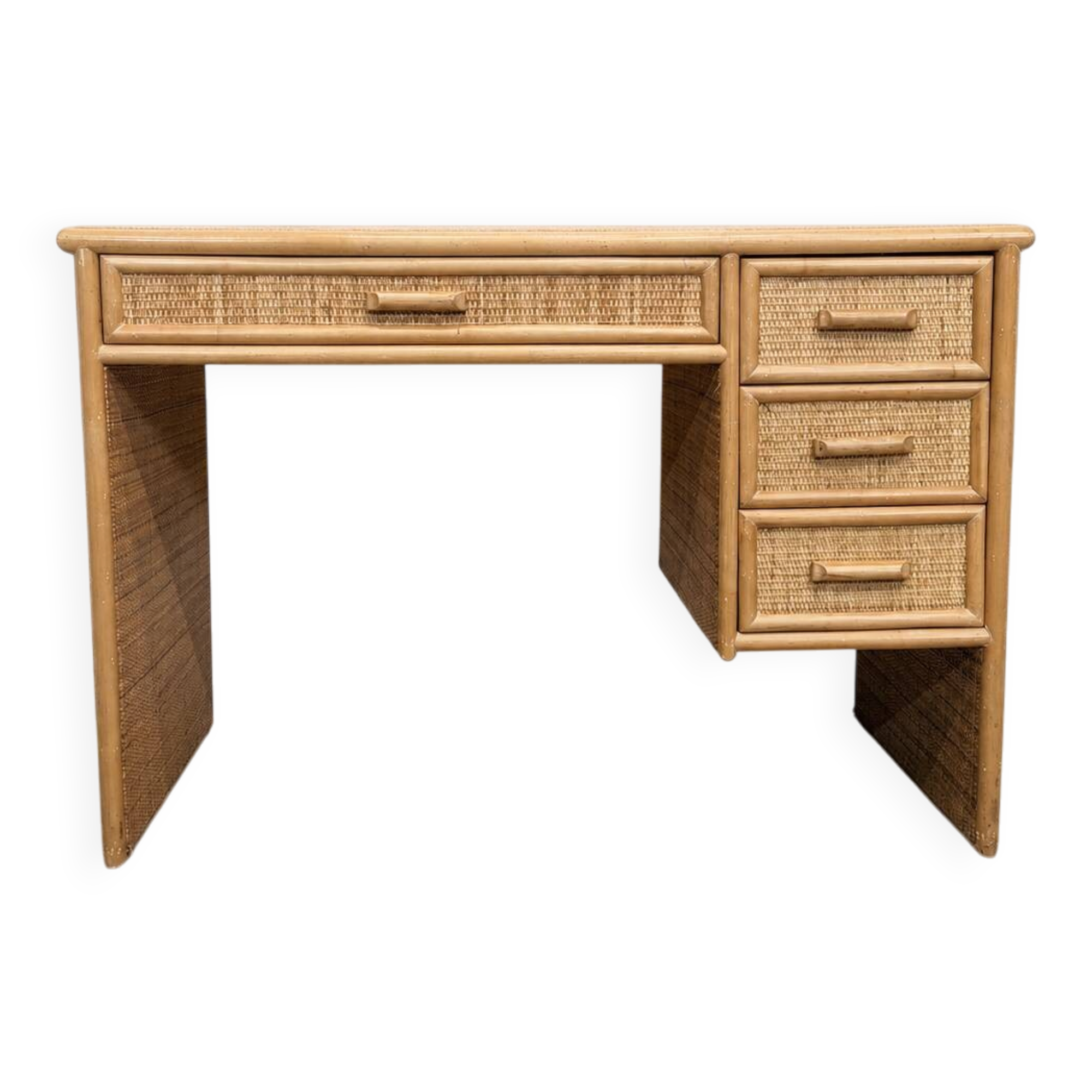 Vintage Boho Chic desk in bamboo and rattan