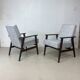 Pair of Henryk Lis 300-190 armchairs, 1970s, heathered grey-blue fabric. Ref: