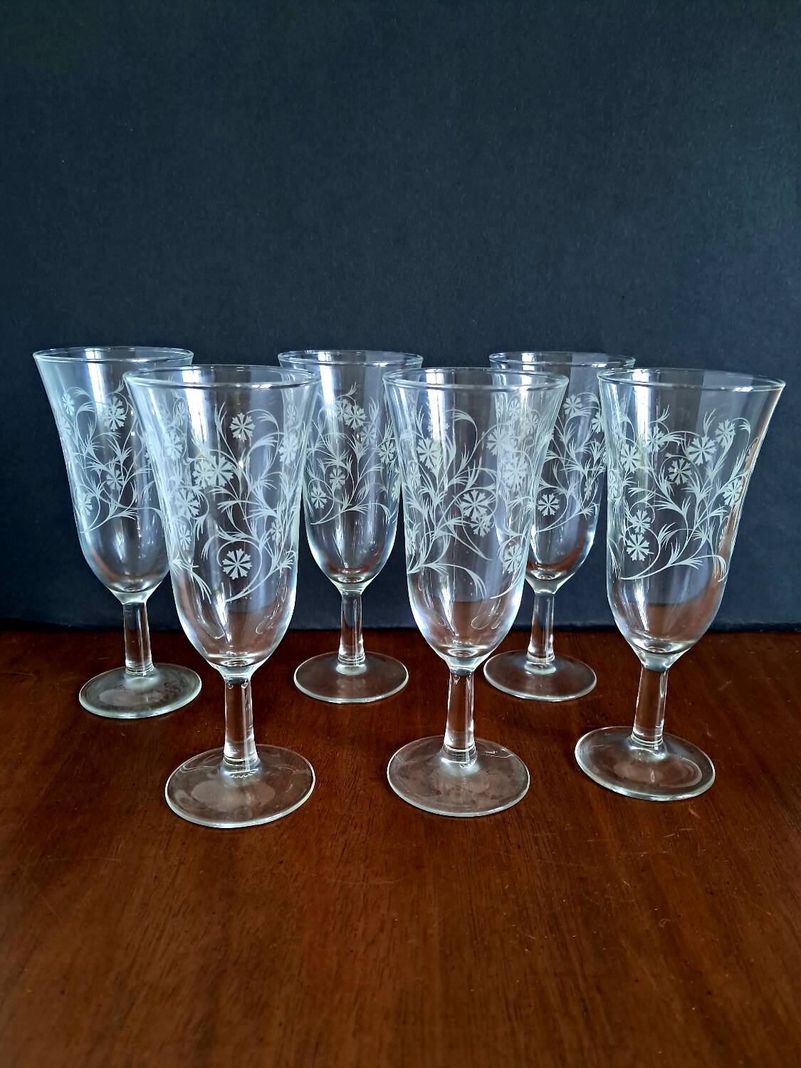6 flûtes à champagne enghien luminarc années 50/60