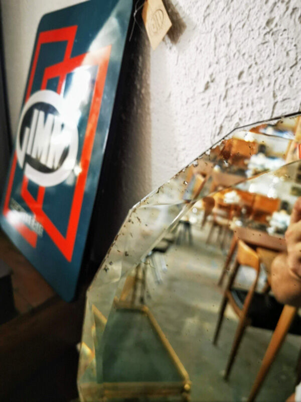 Bevelled round mirror 49cm