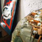 Bevelled round mirror 49cm