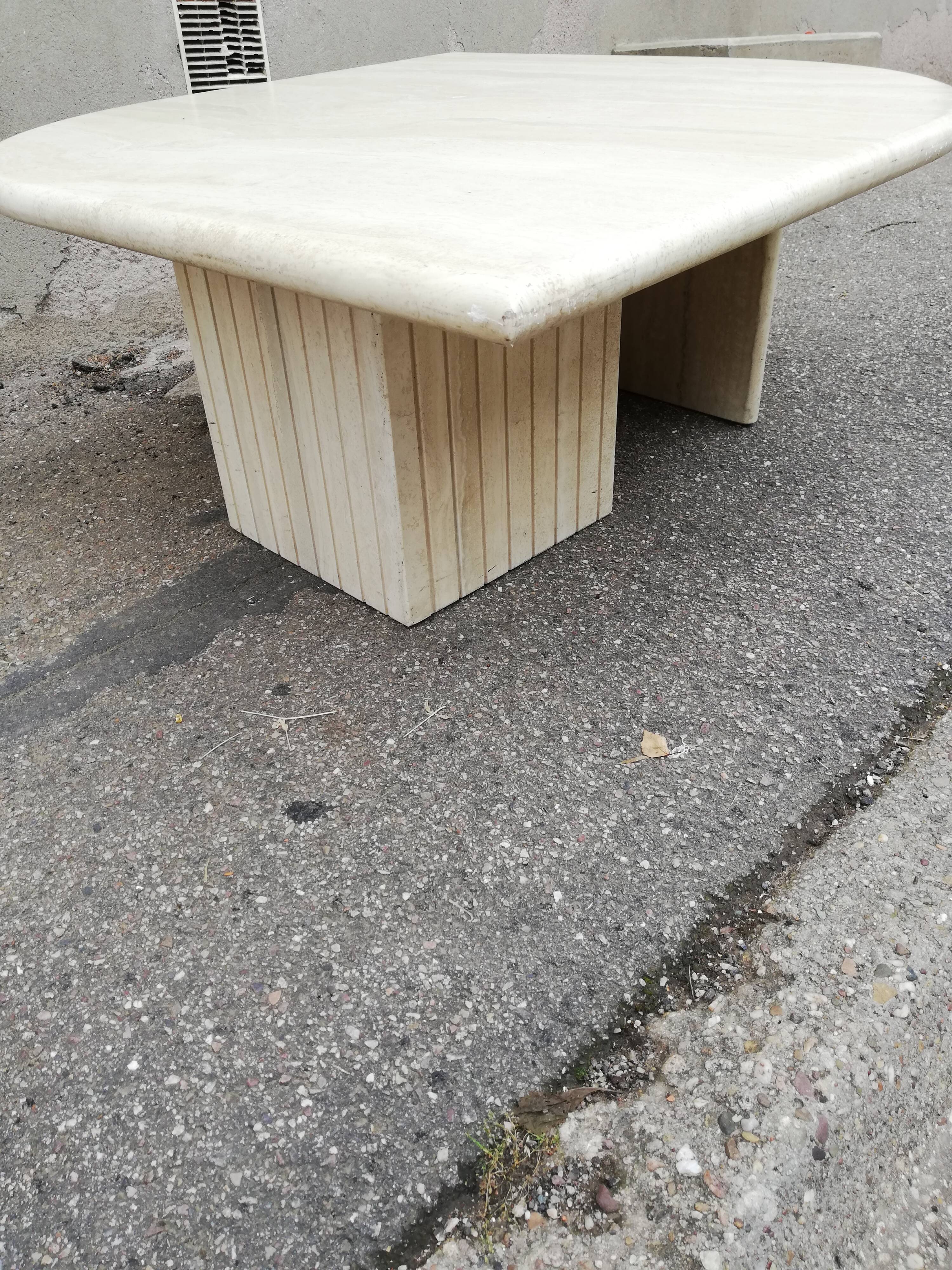 Travertine diamond coffee table