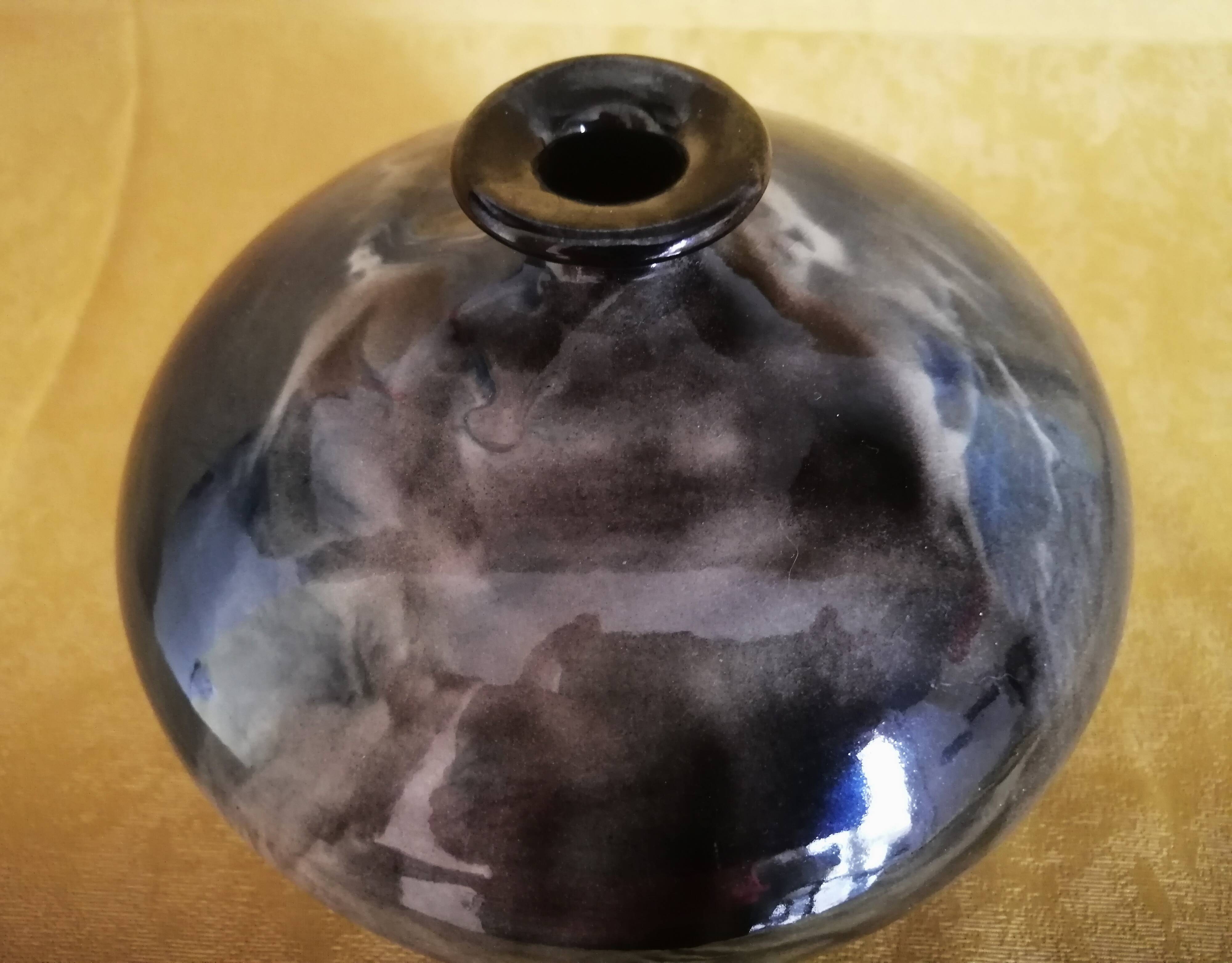 Glazed ceramic soliflore vase, signed (signature to be deciphered)