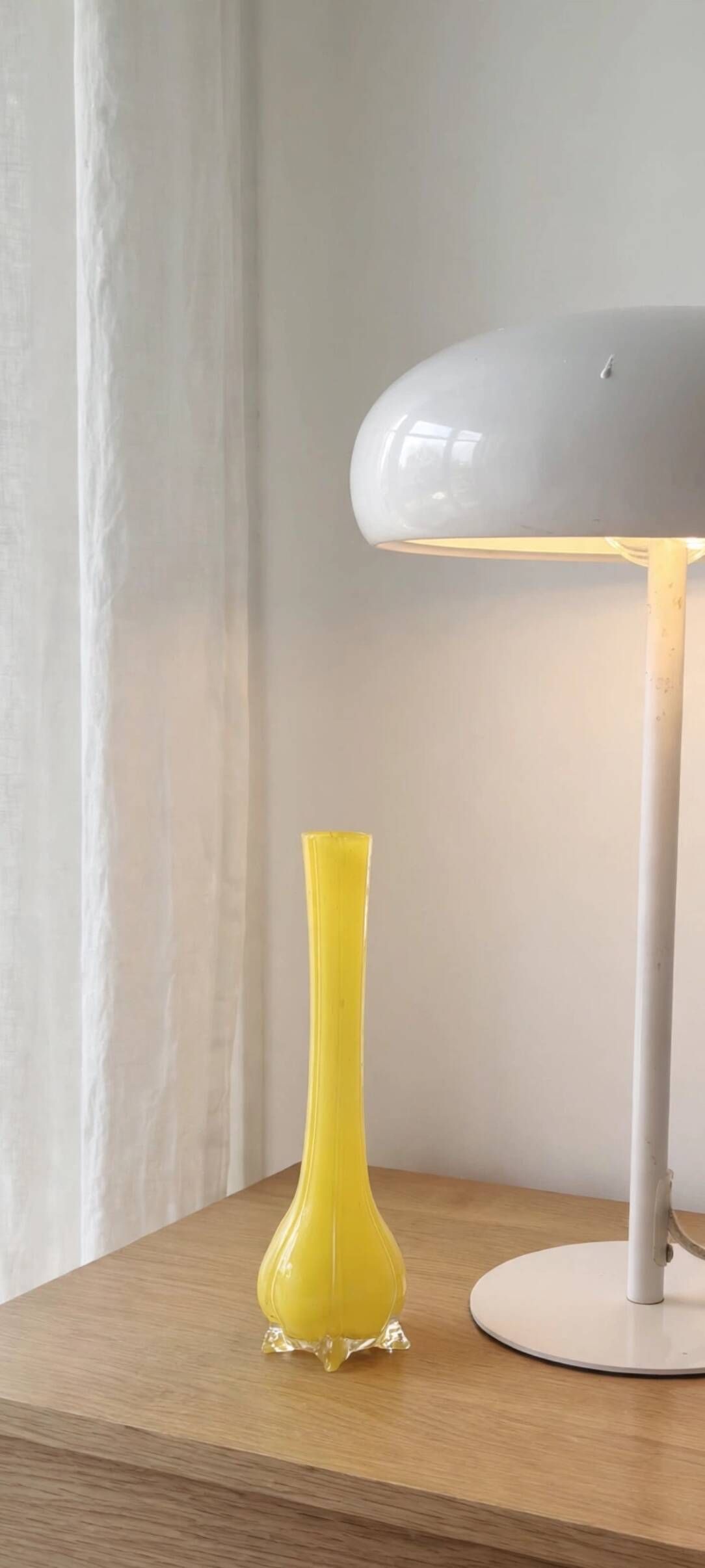 Vintage Soliflore in Lemon Yellow Opaline - Tulip Shape with Claw Feet -