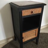 Bedside 1940s wooden and marble grey/bordeaux top