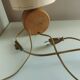 Wooden lamp with silk lampshade, hand painted, signed