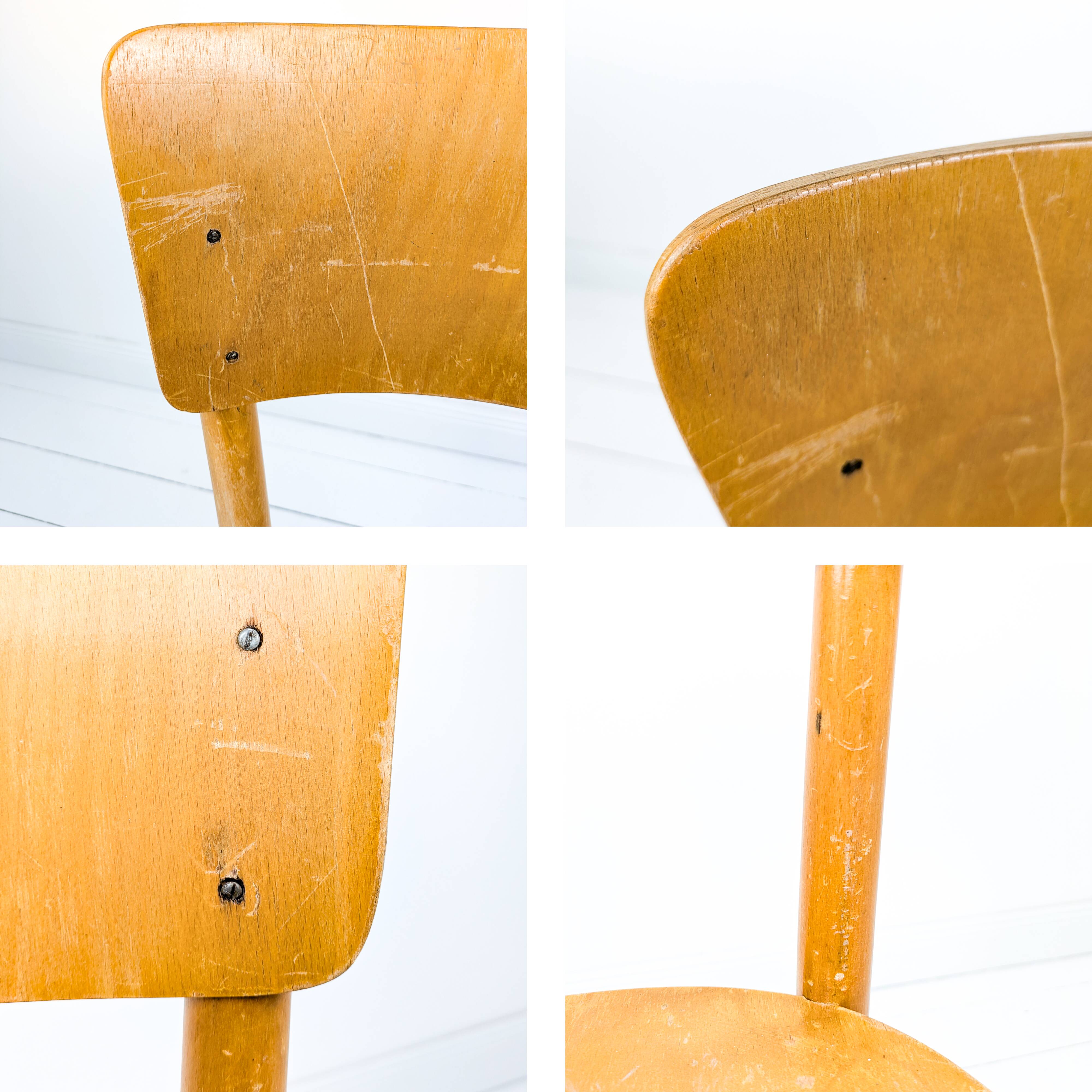 Chaise vintage Frankfurter en bois Mid-Century design rétro classique pour