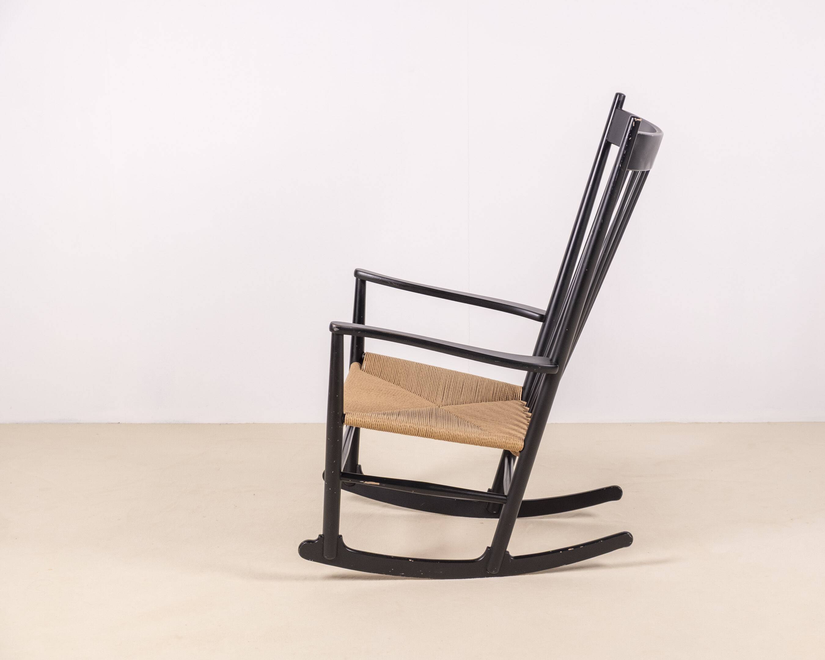 Hans J. Wegner J16 Black Rocking Chair, 1969 FDB