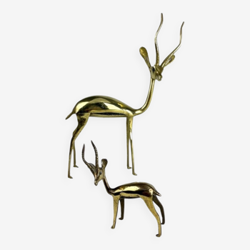 Antilope et son petit en laiton années 70