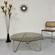 Table basse tubulaire et verre fumé design français année 60 vintage
