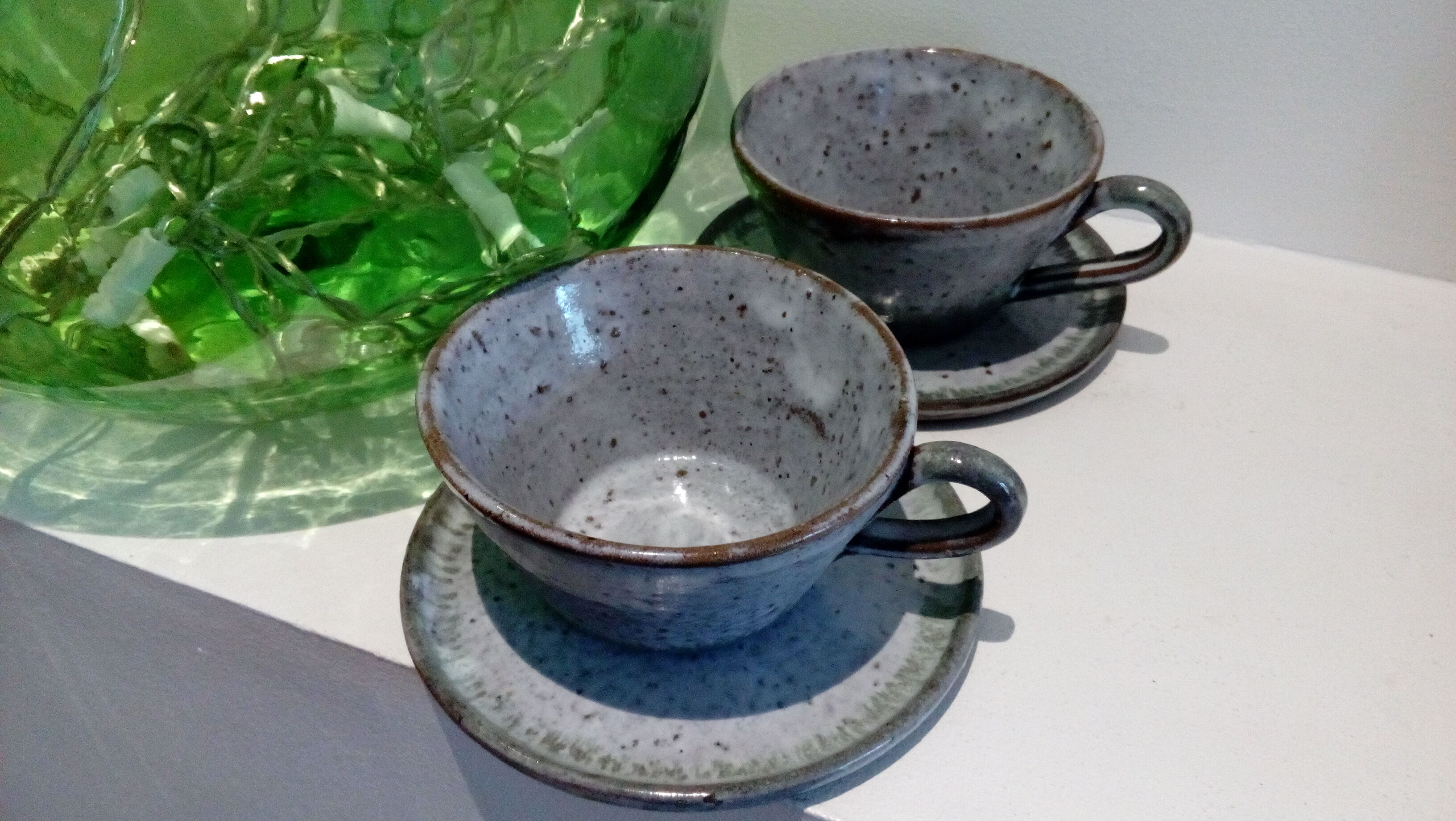 Sandstone cups and milk jar