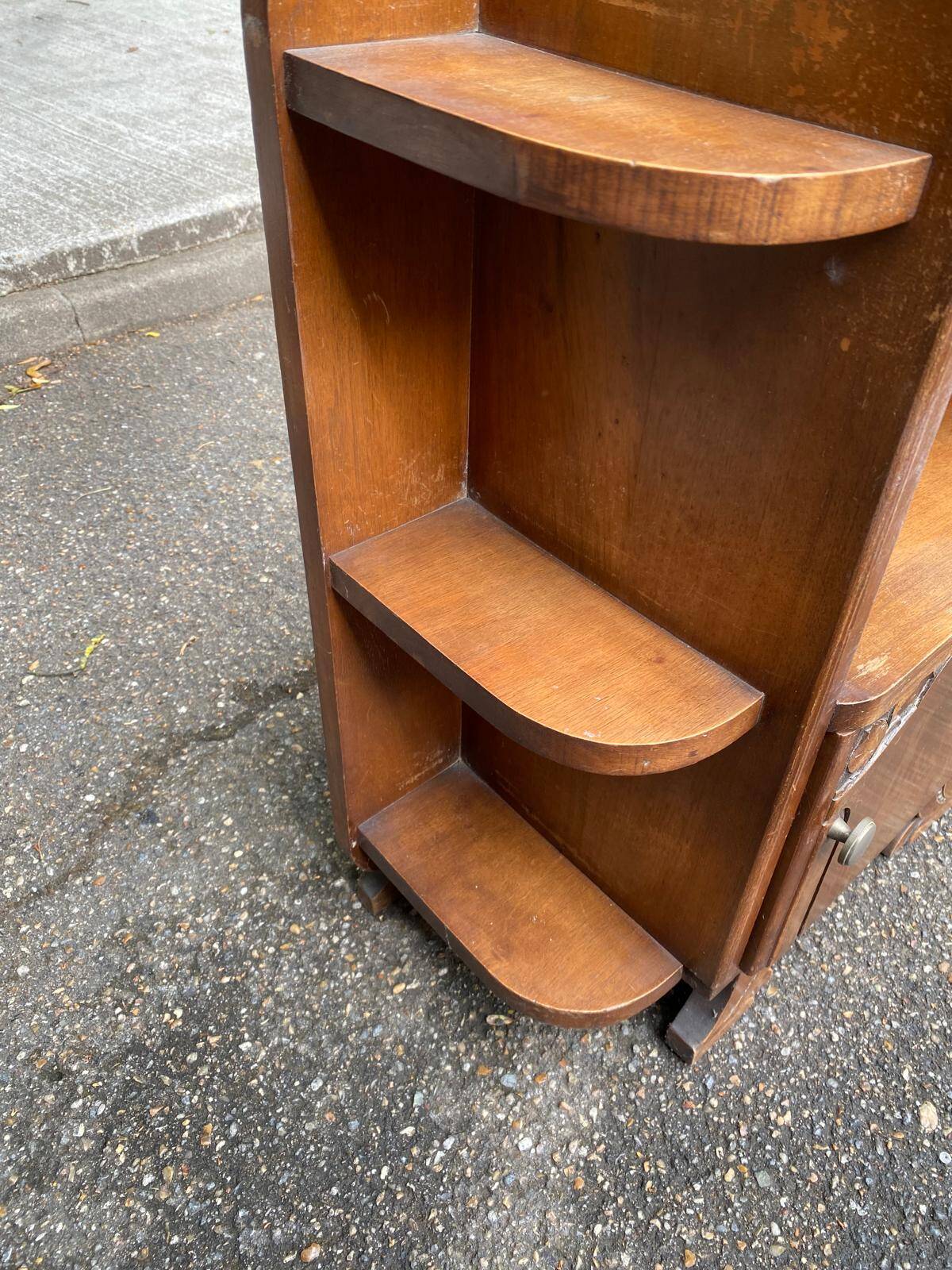 Art Deco bedside table in solid oak and marble from the 1940s.