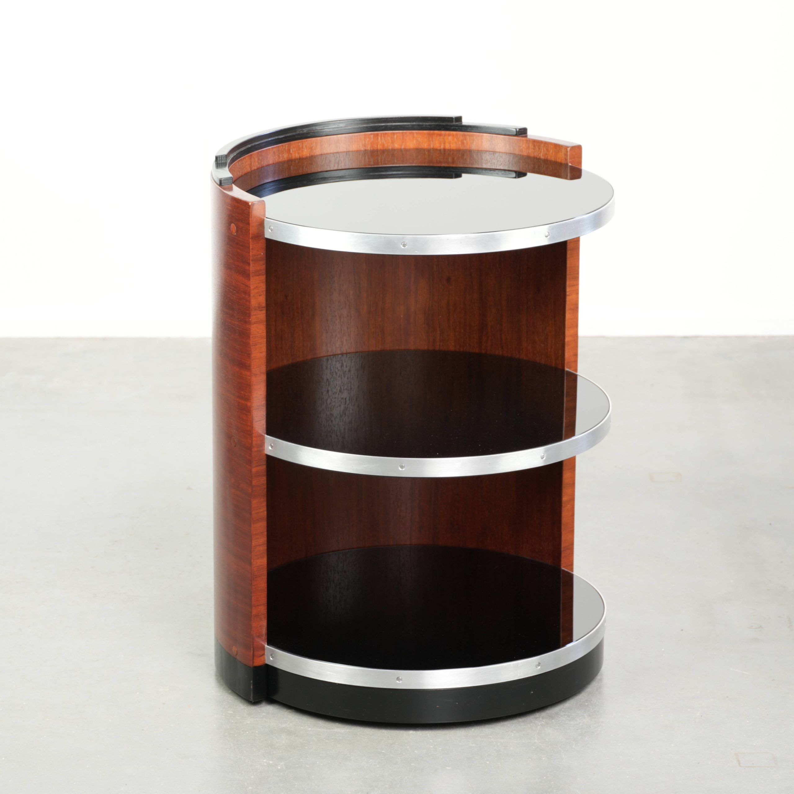 Mobile side table / bar table with black glass tops