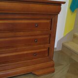 Chest of drawers in solid cherry wood with a curved top - Louis Philippe style - 4 drawers
