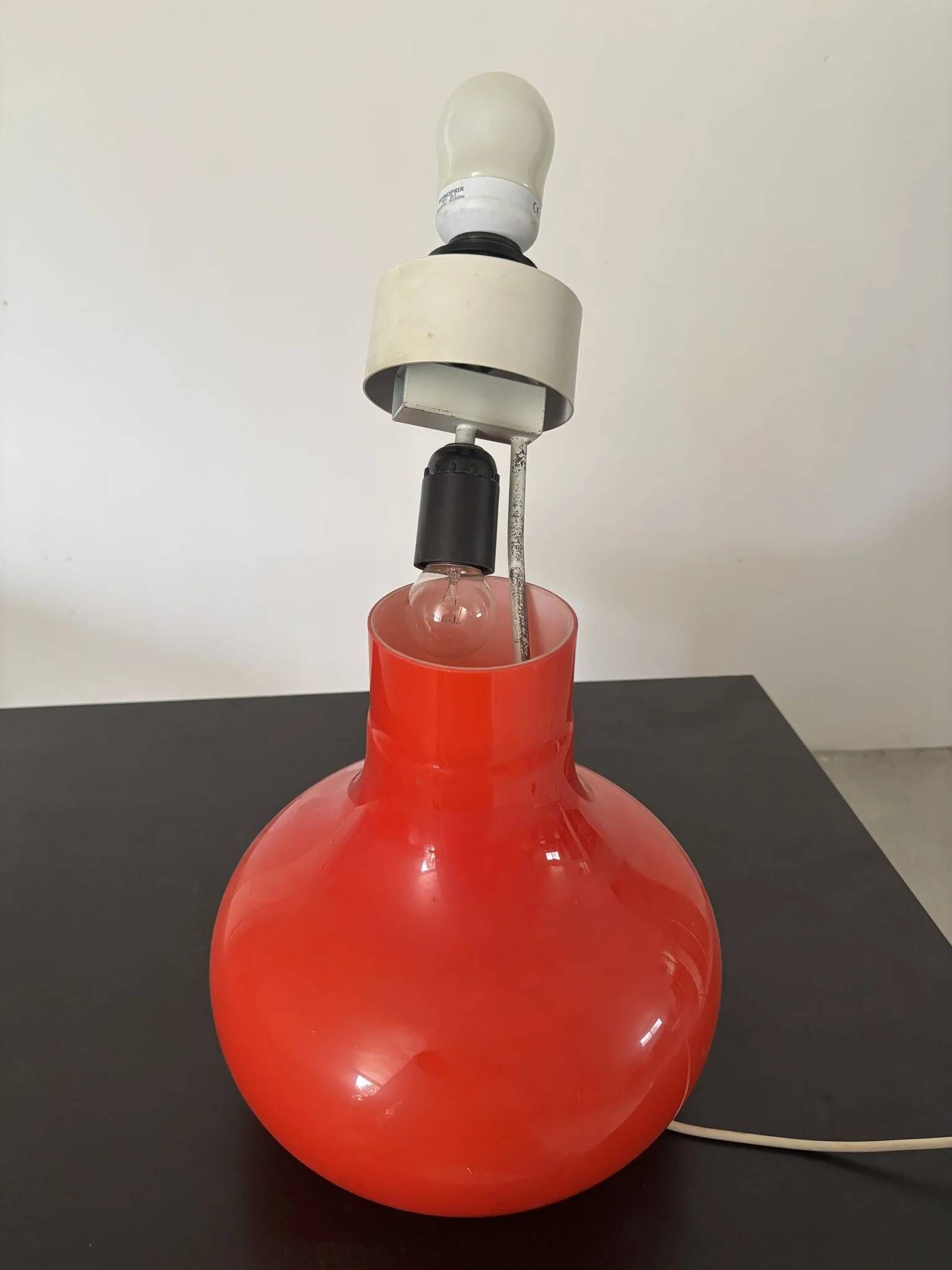 Orange opaline lamp base Space Age