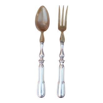 Silver metal salad cutlery