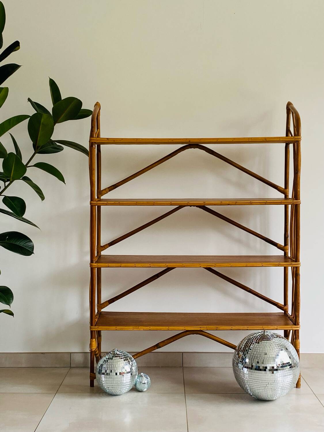 Vintage rattan shelf