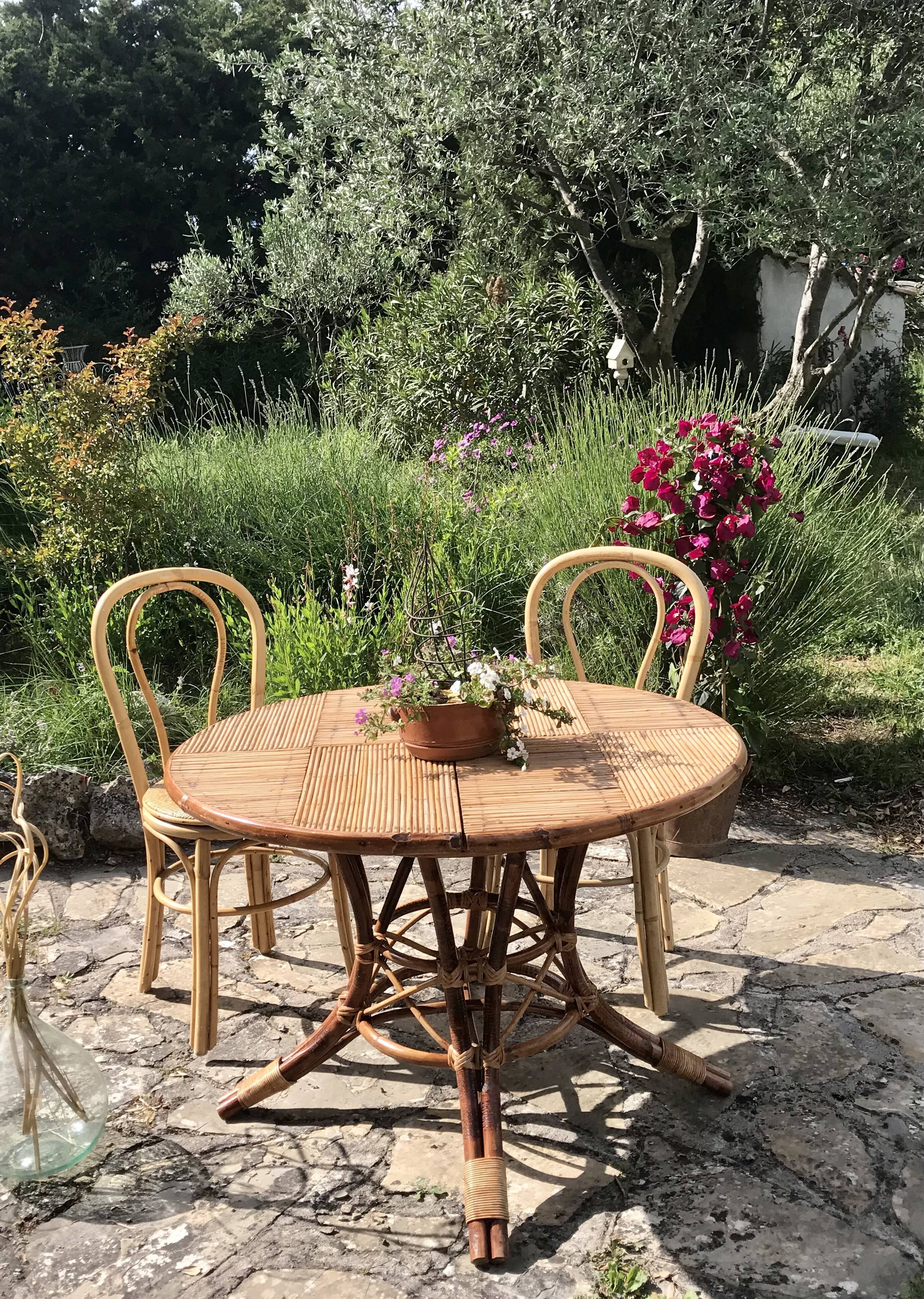 Extension rattan table circa 1960