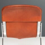 Set of 4 dining chairs in chrome and leather for Cidue Italy 1970