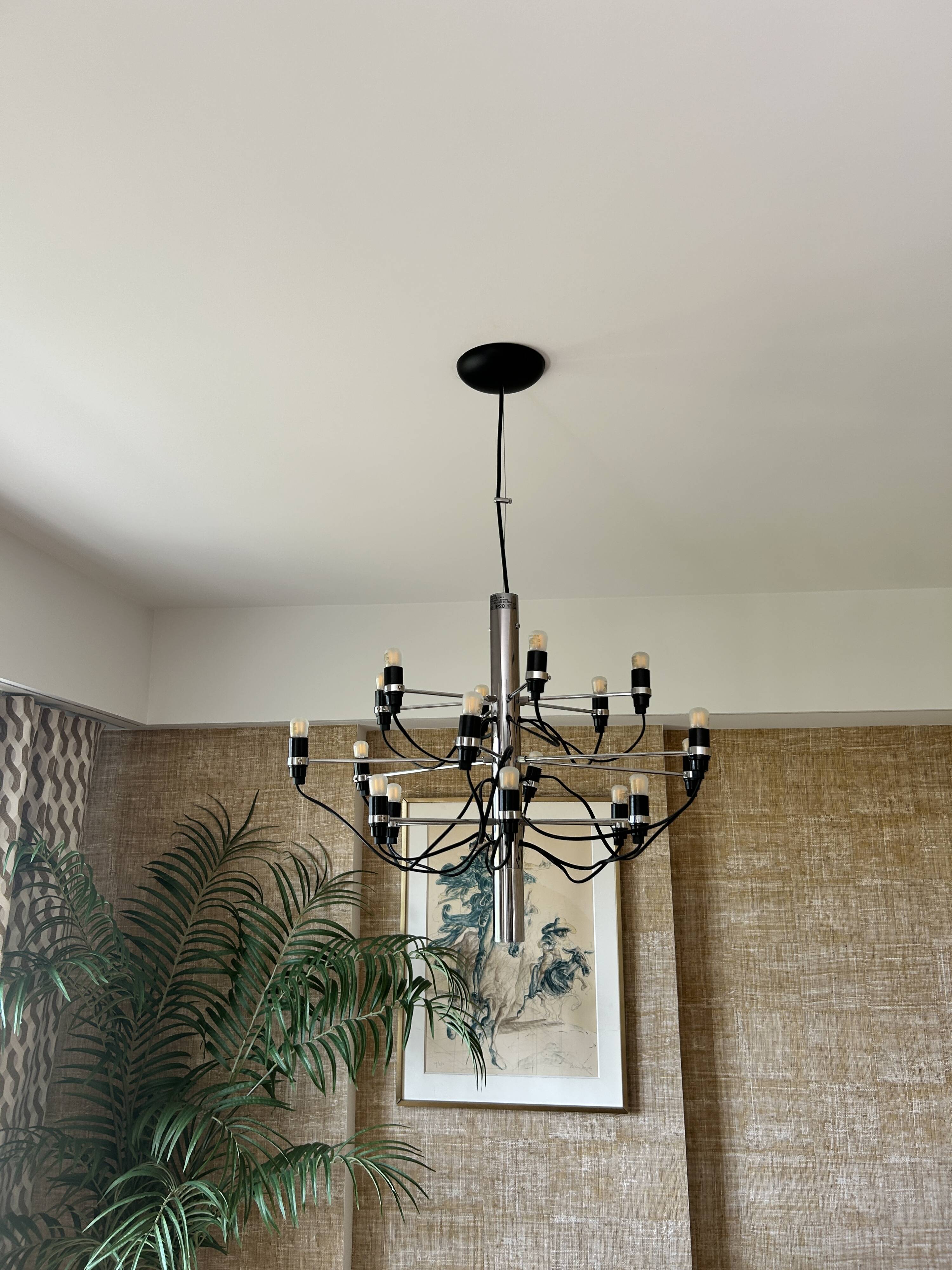 Gino Sarfatti pendant light in chrome steel