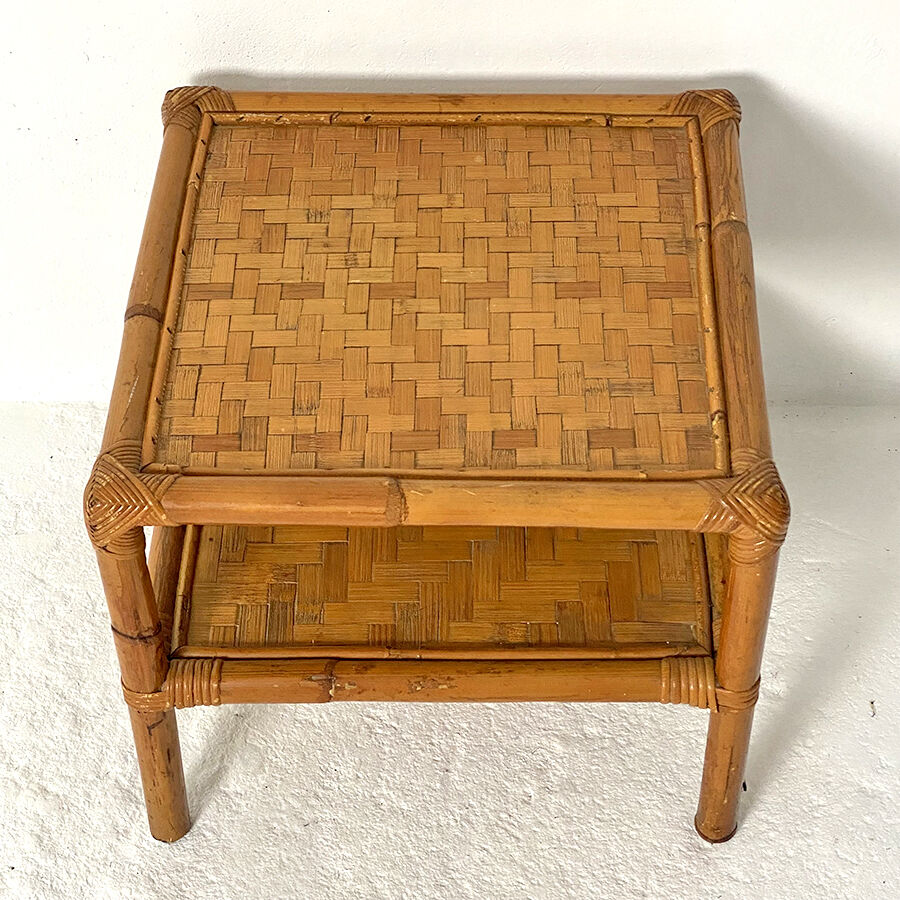 Side table in vintage rattan 70's