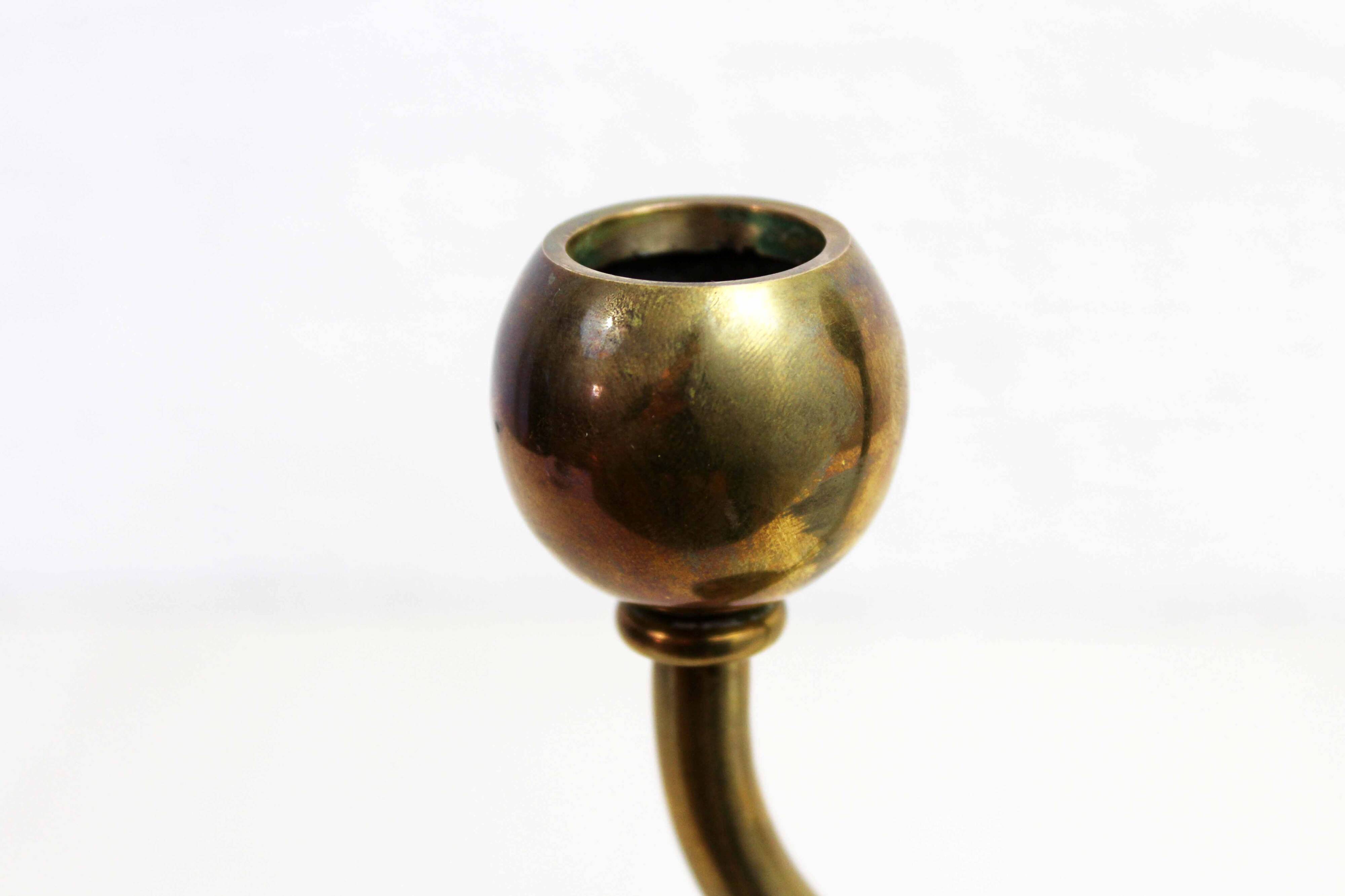 Double brass candle holder