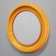 1970s Italian round mirror by Salc in yellow/orange plastic frame