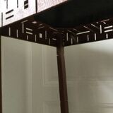 Perforated sheet metal and wood console