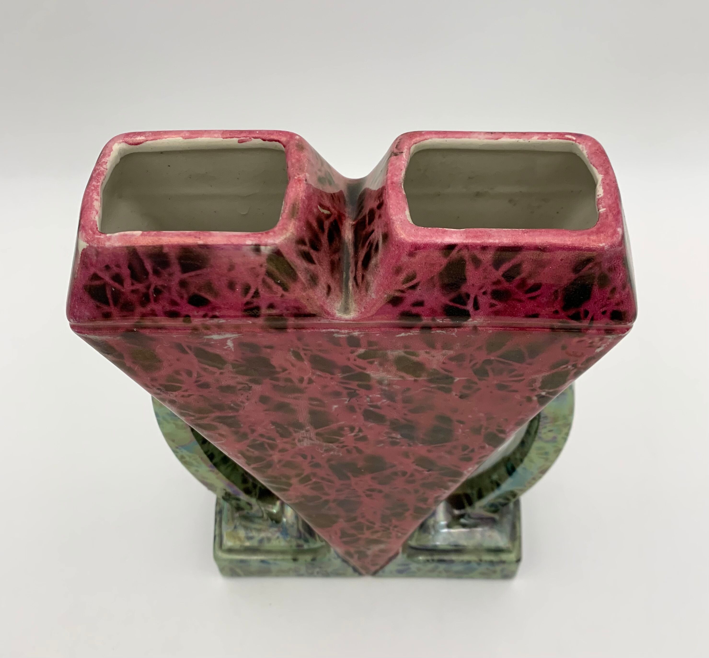 MAJOLIQUE WASMUËL - Art Deco vase in faience signed numbered - 1930s