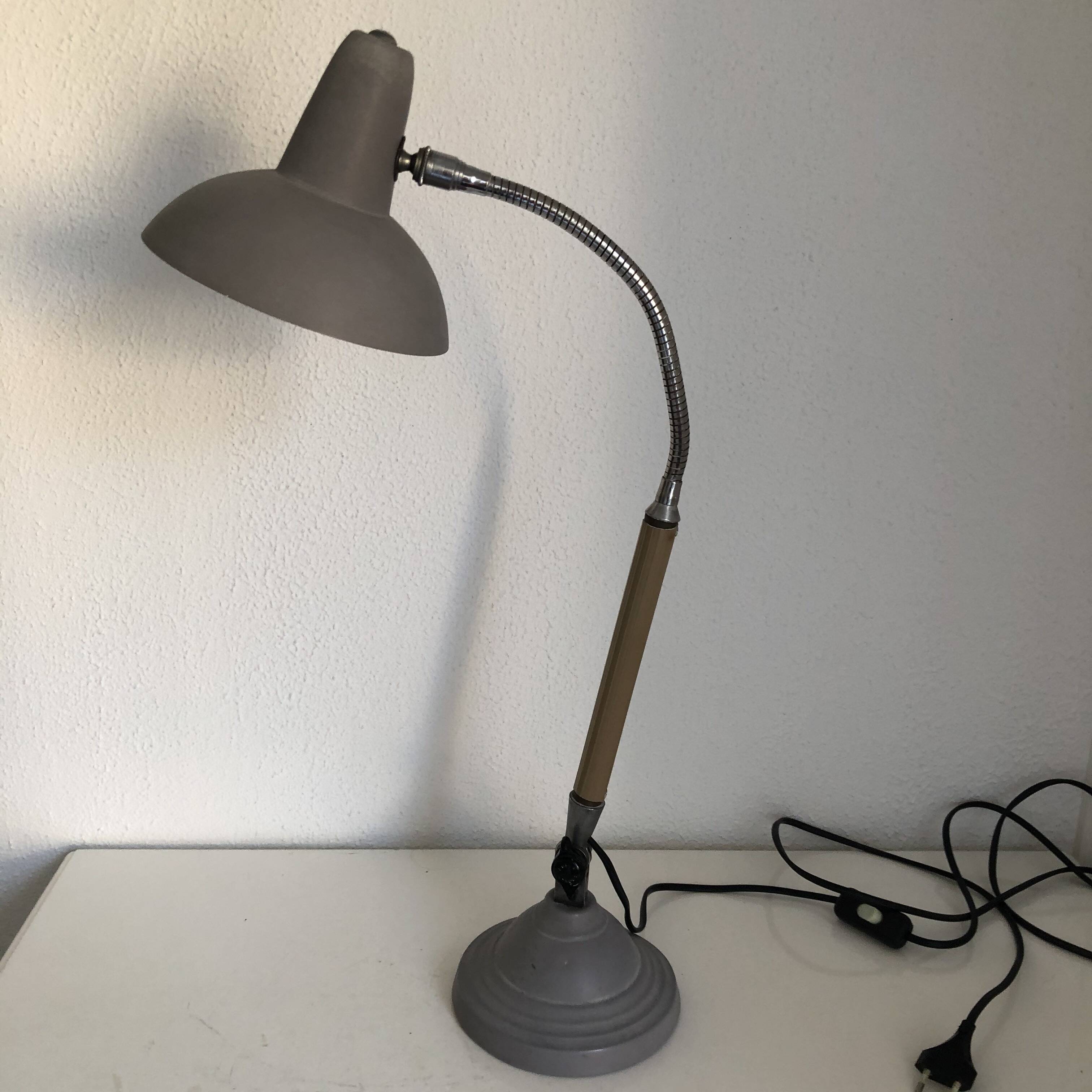 Vintage 1950s industrial workshop desk lamp Super Chrome - 60 cm
