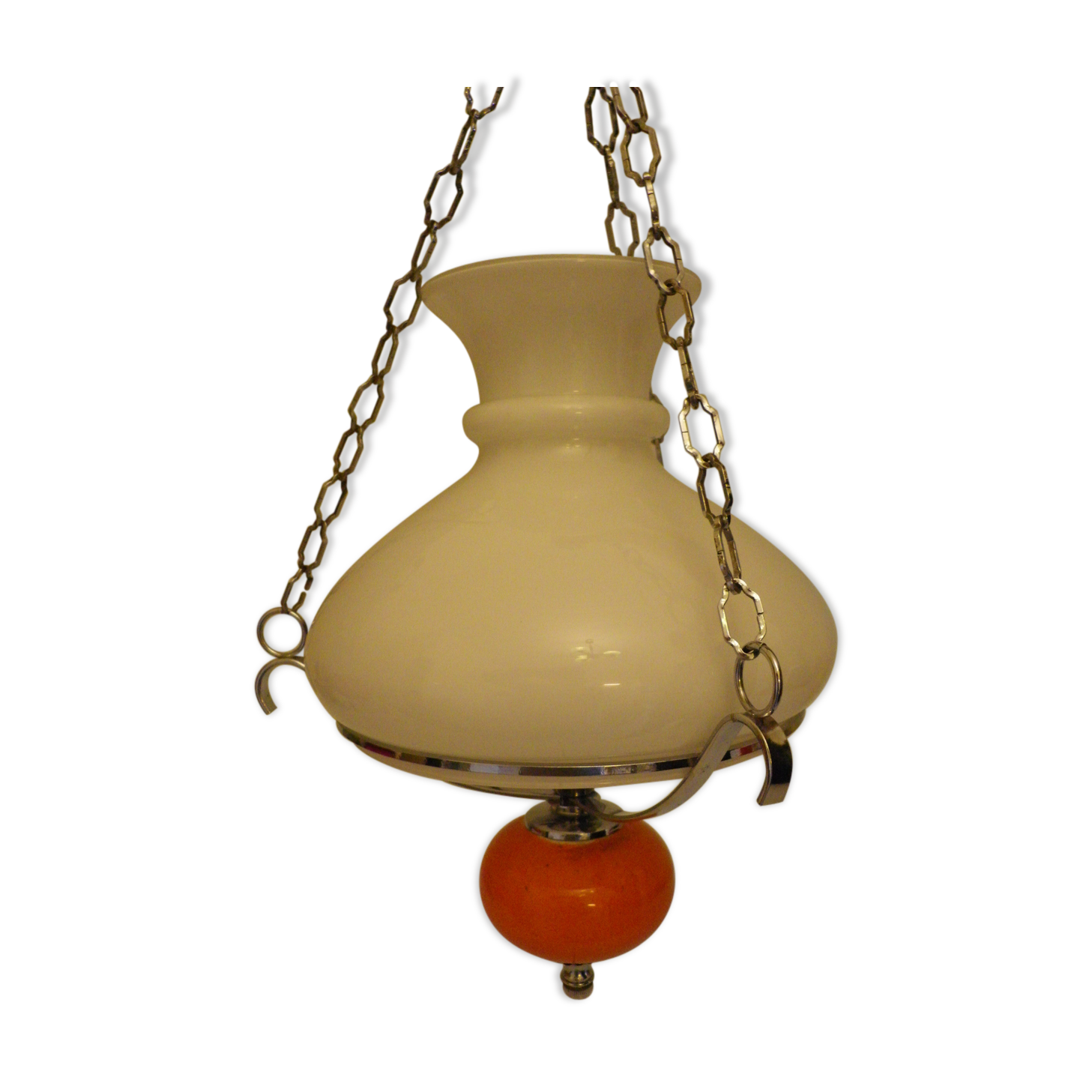 Vintage hanging from the 70s with chrome frame and enamelled orange ball finish