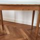 Small Blue Wooden Desk, Grooved Legs