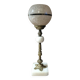 Lampe art déco 1930 laiton, albâtre, globe verre de Clichy rose