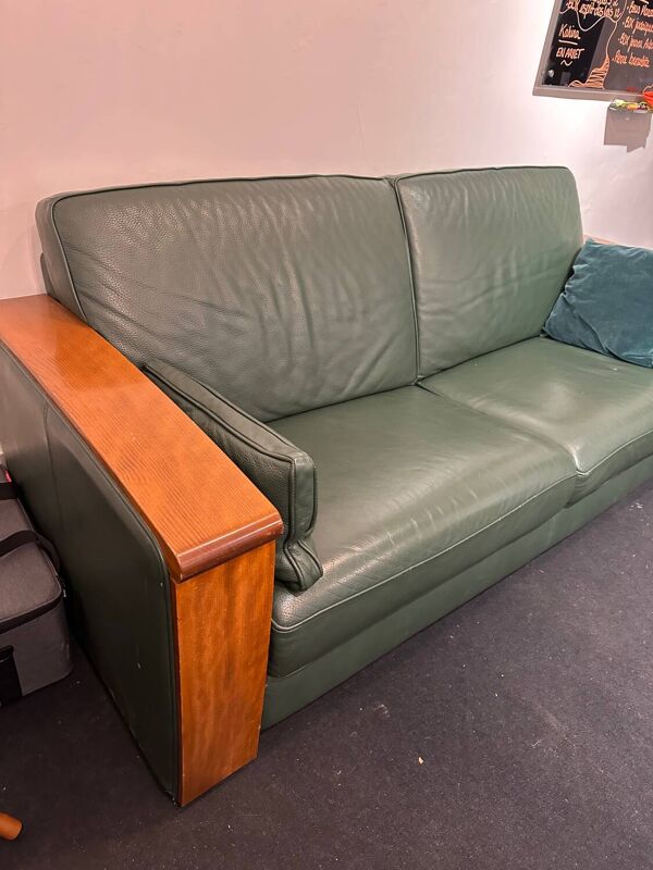 Canapé en cuir style Art Déco design Jacques Leleu