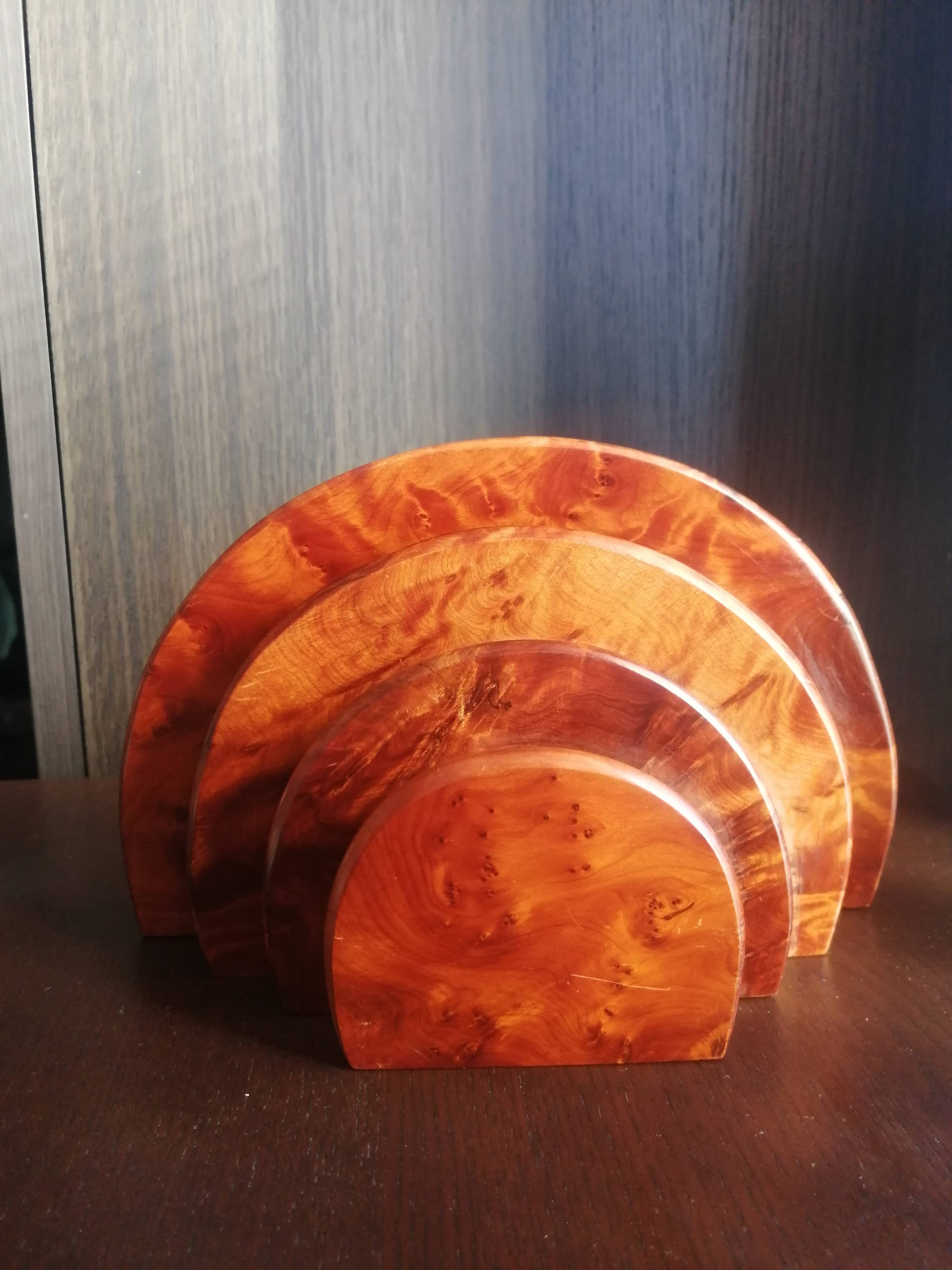 Art-Deco mail holder in raw wood
