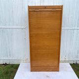 Double column curtained filing cabinet in oak, 1960