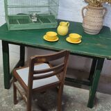 Old green farm table