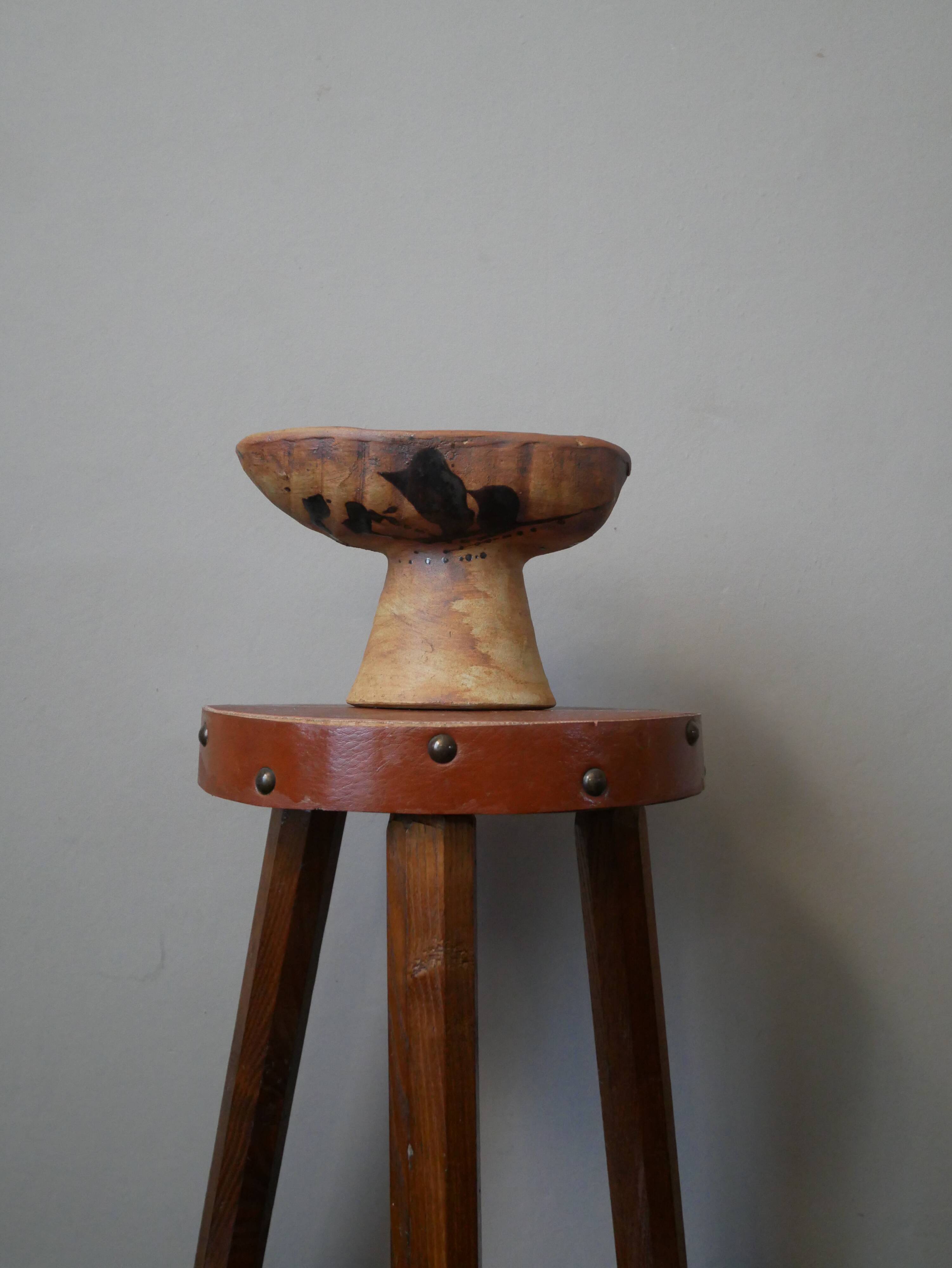 Pottery of the Dove made in France artisanal ceramic raku japandi wabi-sabi empty pocket bowl