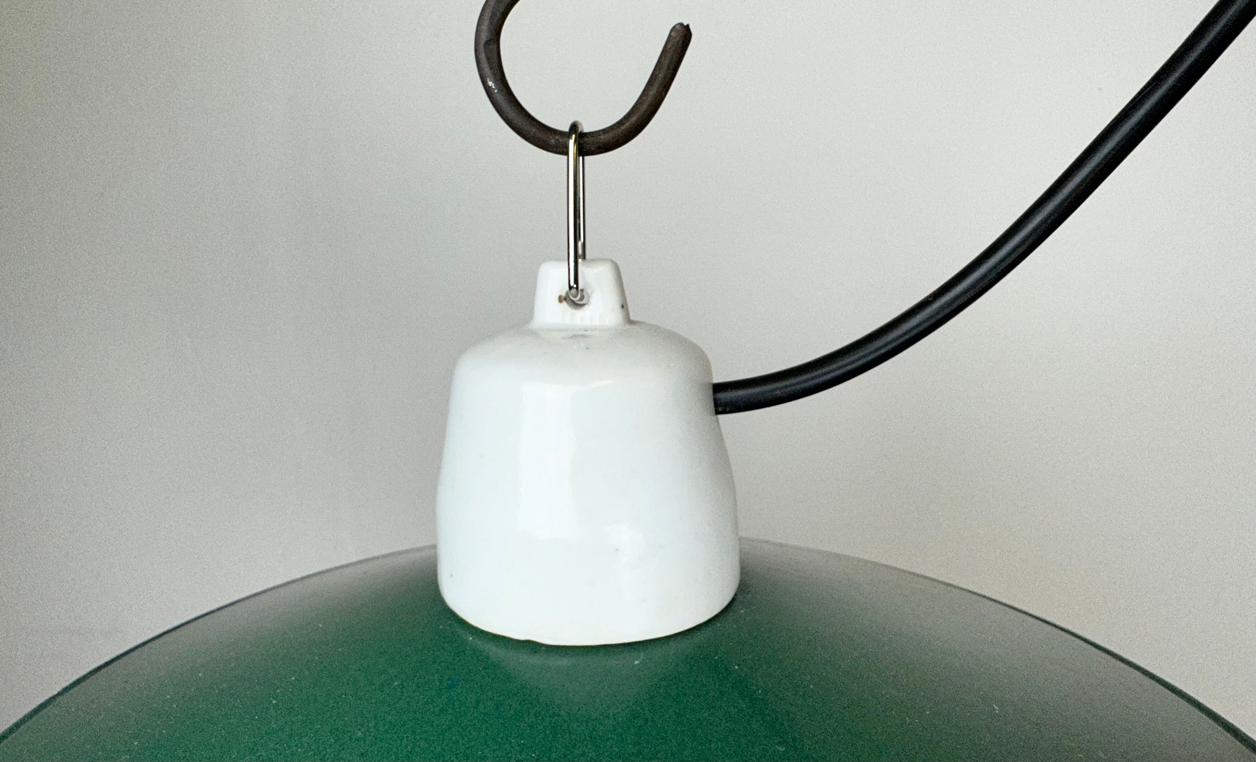 Industrial green enamel pendant light, 1970s
