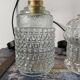 Set of three vintage electrified glass pendant lamps