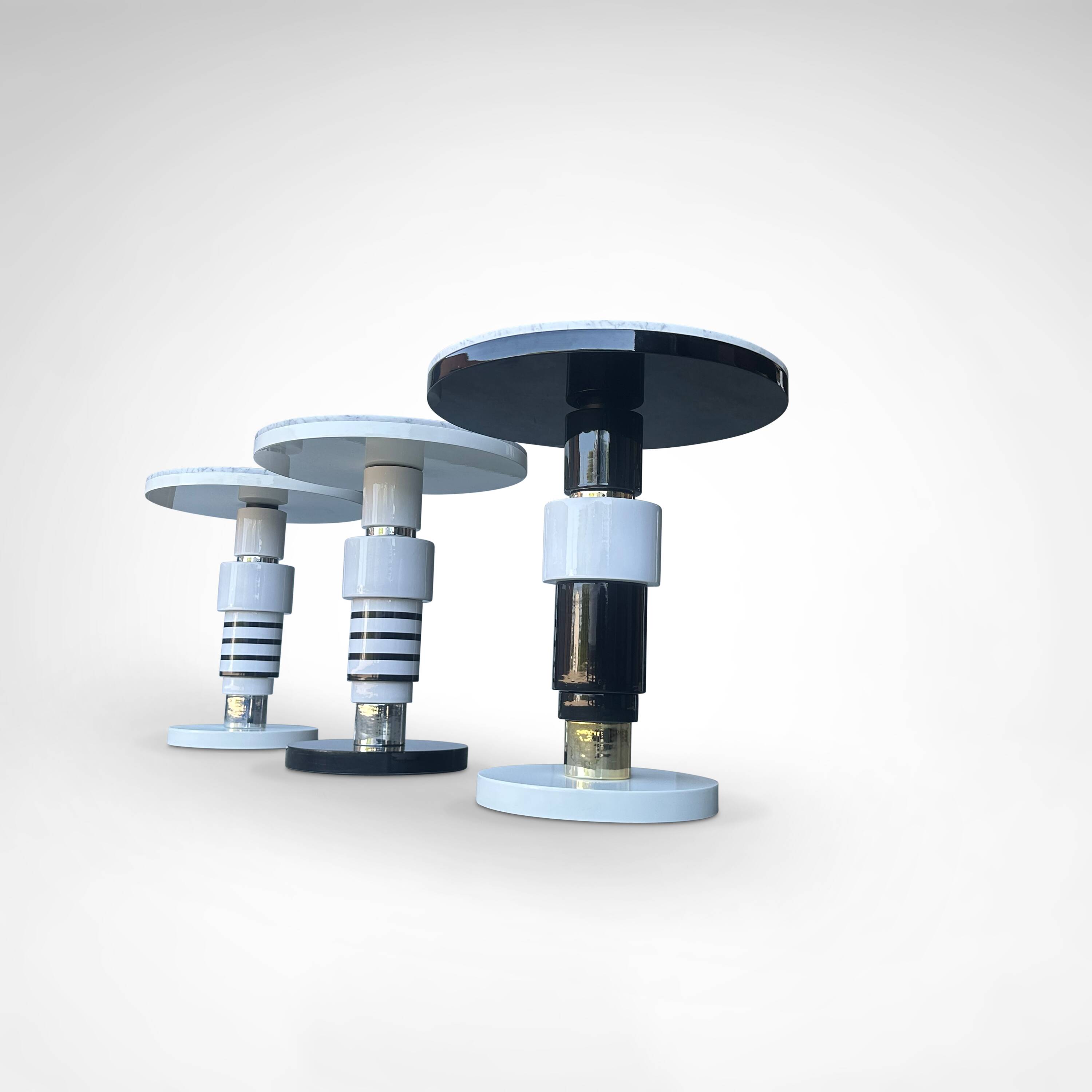 table d'appoint en céramique et marbre de style Memphis par Casalto 2