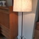 Black tripod floor lamp, magazine holder with scoubidou , vintage , 50s