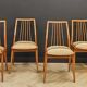 Six mid century dining table chairs