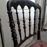 Paire de chaises Napoléon III noir et velours rose
