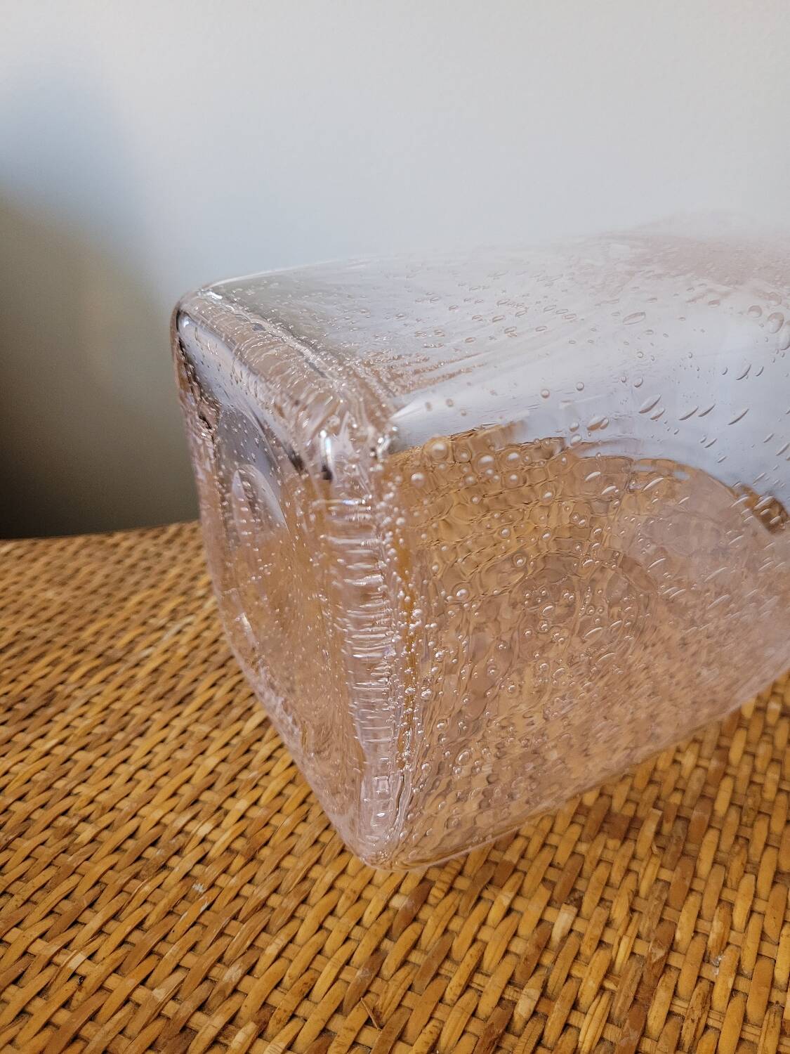 Square bubble glass vase