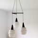 Scandinavian boomerang suspension in teak and opaline