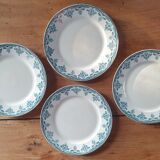 Set 4 flat plates Choisy le Roi XIXth Terre de Fer Boulenger model Bordeaux