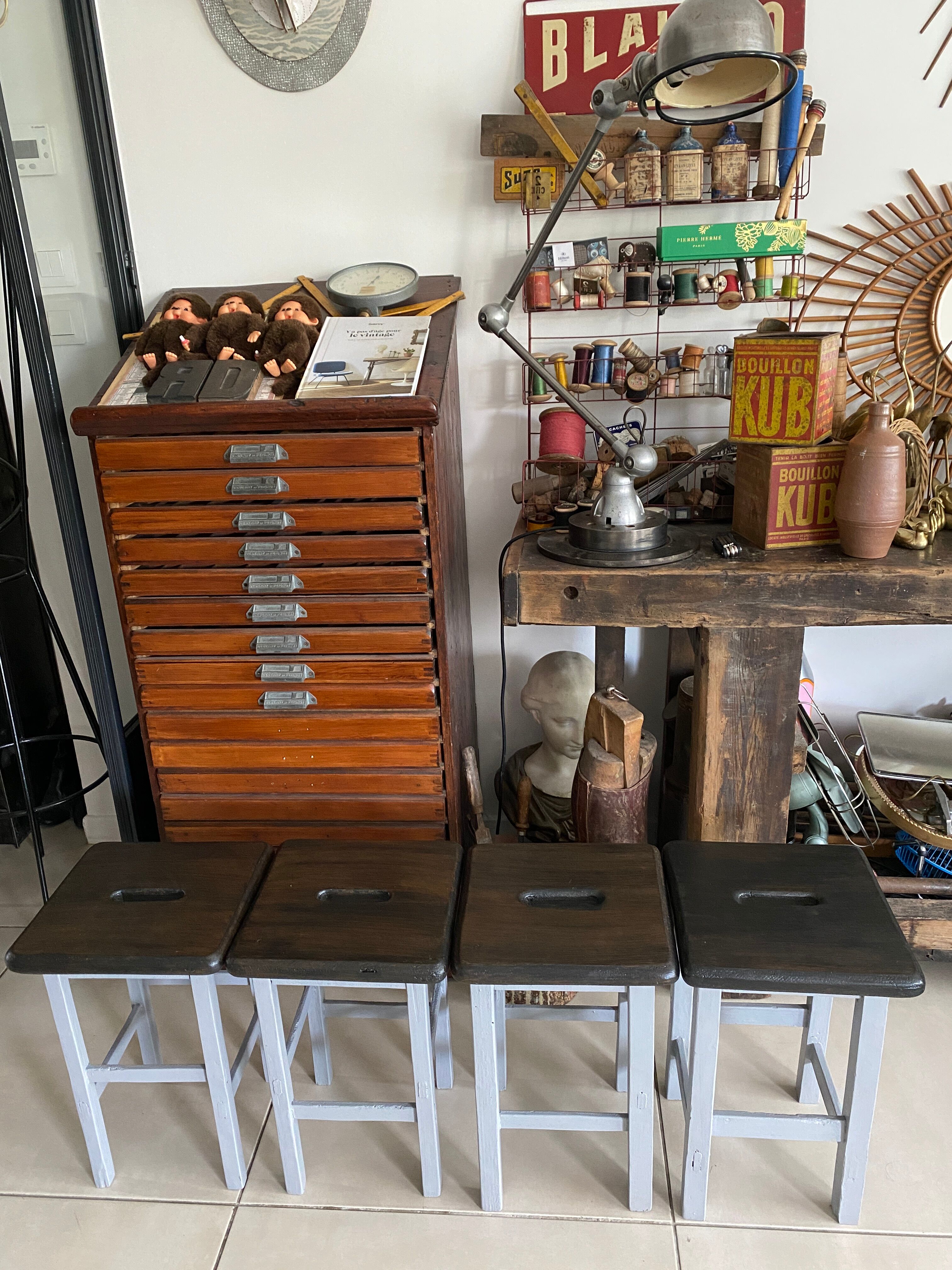 Wooden painter's stools