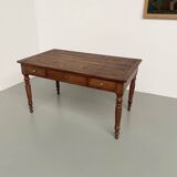 Walnut and pine drapery farmhouse table