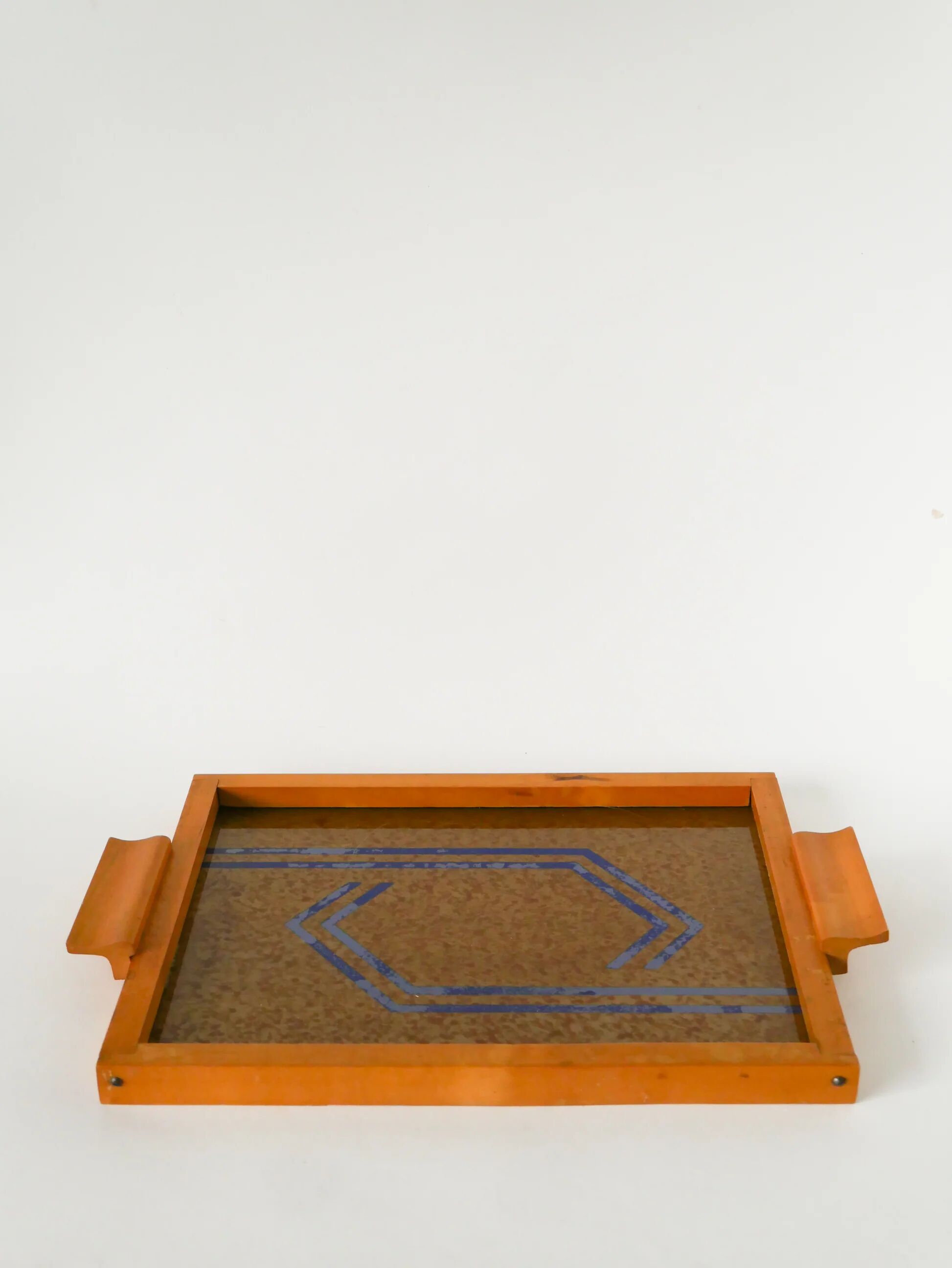 Light wood plateau, wood and blue, 1960
